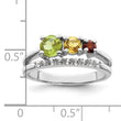 Sterling Silver RH-plated 1.02t.w. PE/CI/GA/WT Bypass Ring - Birthstone Company