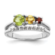 Sterling Silver RH-plated 1.02t.w. PE/CI/GA/WT Bypass Ring