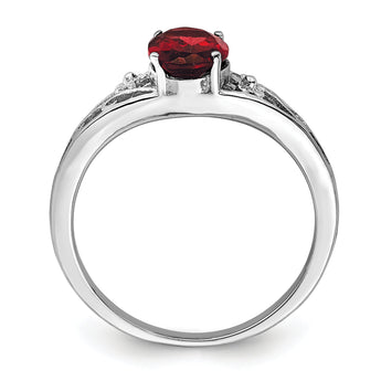 Sterling Silver Rhodium-plated Garnet Ring