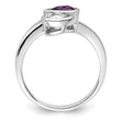 Sterling Silver Rhodium-plated Pear Shape Amethyst & White Topaz Ring
