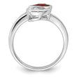 Sterling Silver Rhodium-plated Polished Garnet & White Topaz ByPass Ring - Birthstone Company