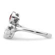 Sterling Silver Rhodium-plated Polished Garnet & White Topaz ByPass Ring - Birthstone Company