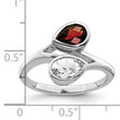 Sterling Silver Rhodium-plated Polished Garnet & White Topaz ByPass Ring - Birthstone Company