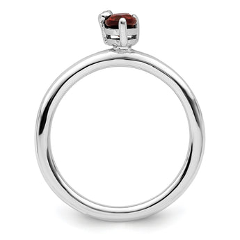 Sterling Silver Rhodium-plated Polished Pear Garnet & White Topaz Ring - Birthstone Company