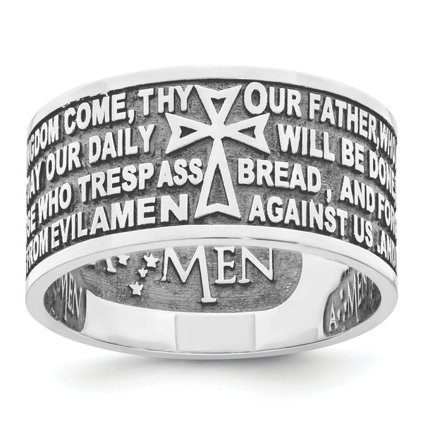 AMEN Sterling Silver Rhodium-plated Size 13 Lord's Prayer Ring
