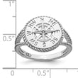 De-Ani Sterling Silver Rhodium-Plated Polished Compass with Rope Trim Ring