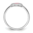 Sterling Silver Rhodium-plated Polished Pink Enamel Heart Children's Ring