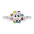 Sterling Silver RH-plated Multi-color Enameled Smiling Sun Children's Ring