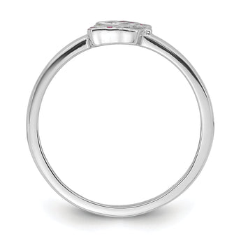 Sterling Silver Rhodium-plated Multi-color Enameled Cat Children's Ring