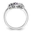 Sterling Silver Rhodium-plated Amethyst and CZ Swirl Ring