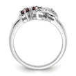 Sterling Silver Rhodium-plated Garnet and CZ Swirl Ring - Birthstone Company