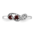 Sterling Silver Rhodium-plated Garnet and CZ Swirl Ring - Birthstone Company