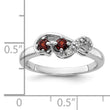 Sterling Silver Rhodium-plated Garnet and CZ Swirl Ring - Birthstone Company