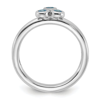 Sterling Silver Rhodium-plated Light Swiss Blue Topaz Ring