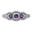 Sterling Silver Rhodium-plated Amethyst Ring