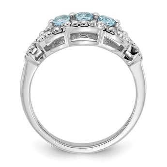 Sterling Silver Rhodium-plated Light Swiss Blue Topaz Ring - Birthstone Company