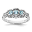 Sterling Silver Rhodium-plated Light Swiss Blue Topaz Ring - Birthstone Company