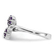 Sterling Silver Rhodium-plated Amethyst Flowers Ring