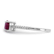 Sterling Silver Rh-plated-plated 1.43R Ruby and .12WT White Topaz Ring