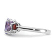Sterling Silver Rh-plated Amethyst Pk Quartz Garnet and White Topaz Ring - Birthstone Company