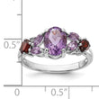 Sterling Silver Rh-plated Amethyst Pk Quartz Garnet and White Topaz Ring - Birthstone Company