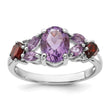 Sterling Silver Rh-plated Amethyst Pk Quartz Garnet and White Topaz Ring - Birthstone Company