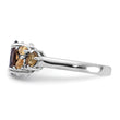 SS Rhodium Smoky and Whiskey Quartz Citrine White Topaz Ring
