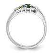 SS Rhodium Chrome Diopside and Peridot  and CZ Star Curved Ring
