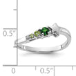 SS Rhodium Chrome Diopside and Peridot  and CZ Star Curved Ring