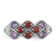 Sterling Silver Rhodium-plated Garnet Amethyst and White Topaz Ring