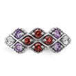 Sterling Silver Rhodium-plated Garnet Amethyst and White Topaz Ring - Birthstone Company