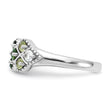 Sterling Silver Rhodium Chrome Diopside Peridot and White Topaz Ring