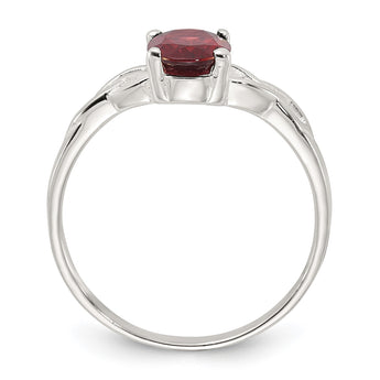Sterling Silver Polished Garnet Ring - Birthstone Company