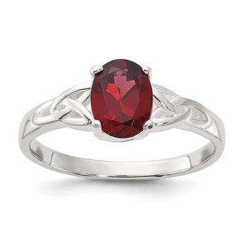 Sterling Silver Polished Garnet Ring - Birthstone Company