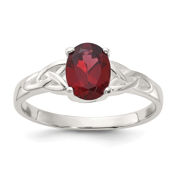Sterling Silver Polished Garnet Ring - Birthstone Company