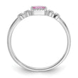 Sterling Silver Rhodium-Plated .43Created Pink Sapphire and .02Cr. Sapphire Ring - Birthstone Company