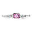 Sterling Silver Rhodium-Plated .43Created Pink Sapphire and .02Cr. Sapphire Ring - Birthstone Company