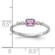 Sterling Silver Rhodium-Plated .43Created Pink Sapphire and .02Cr. Sapphire Ring - Birthstone Company