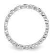 Sterling Silver Heart Ring with Lab-Created Ruby & White Sapphire  Polished Finish