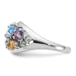 Sterling Silver Rhodium-plated Rainbow Multi Gemstone Ring