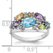 Sterling Silver Rhodium-plated Rainbow Multi Gemstone Ring