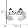 Sterling Silver Rhodium-plated Enameled Cat Adjustable Ring