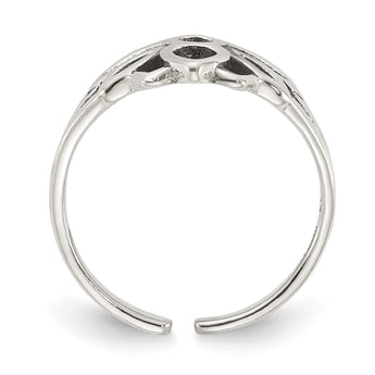 Sterling Silver Antiqued Lotus Flower Toe Ring