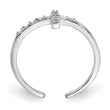 Sterling Silver Rhodium-plated CZ Sideways Cross Toe Ring