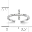 Sterling Silver Rhodium-plated CZ Sideways Cross Toe Ring