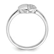 Sterling Silver Rhodium-plated CZ  Polished Heart Ring