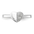 Sterling Silver Rhodium-plated CZ  Polished Heart Ring