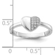 Sterling Silver Rhodium-plated CZ  Polished Heart Ring