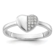 Sterling Silver Rhodium-plated CZ  Polished Heart Ring