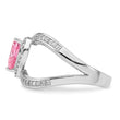 Sterling Silver Rhodium-plated Clear and Pink CZ Heart Ring